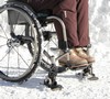 Hjulski ski til rullestol /vogner/ traller  - eksempel fra produktgruppen belter og ski til rullestoler
